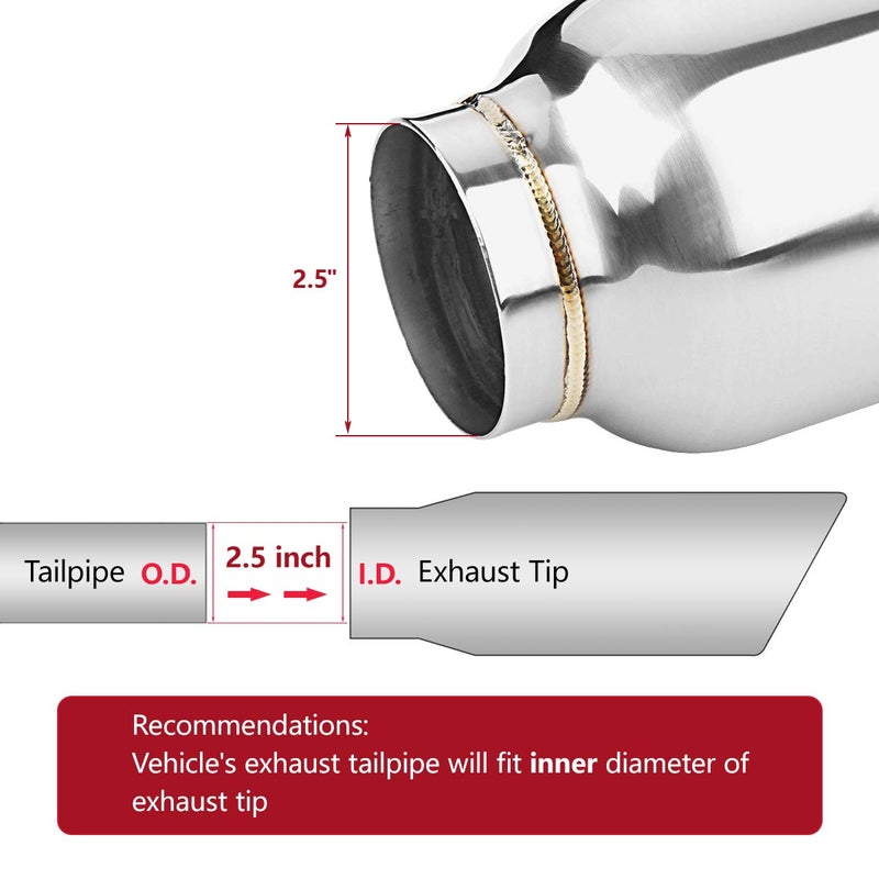 LCGP 2.5" to 4" Diesel Exhaust Tip, 5" Overall Length, Double Wall Design - Image 3